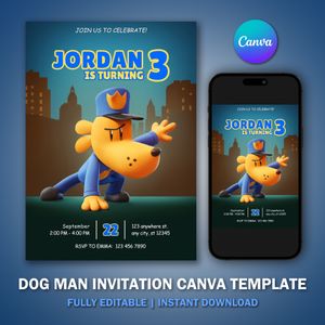 Dogman Invitation Template for Birthday Party V2