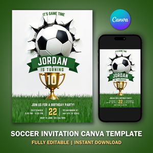 Soccer Invitation Template for Birthday Party V5
