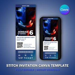 Sonic Shadow Ticket Invitation Template V4 for Movie Party 
