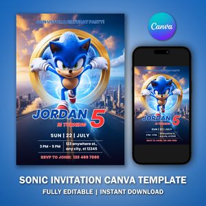 Sonic Invitation Template V1 for Birthday Party