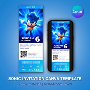 Sonic Invitation Ticket Template V1 for Birthday Party 