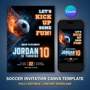 Soccer Invitation Template for Birthday Party V7