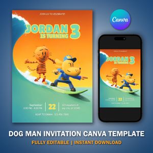 Dogman Invitation Template for Birthday Party V4