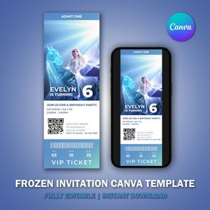 Frozen Invitation Ticket Template for Movie Party V4 
