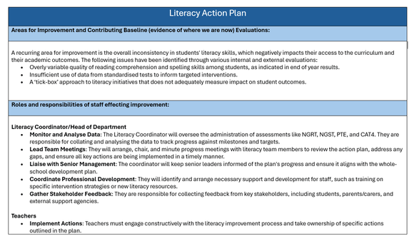 Literacy Action Plan