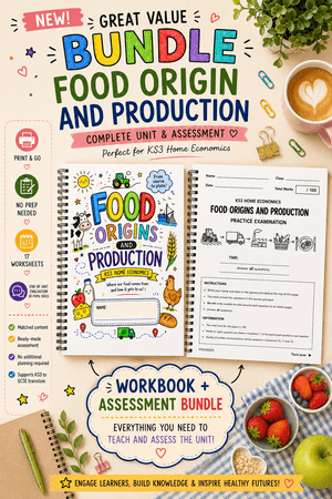 Food Origins and Production Workbook and GCSE- style exam paper BUNDLE