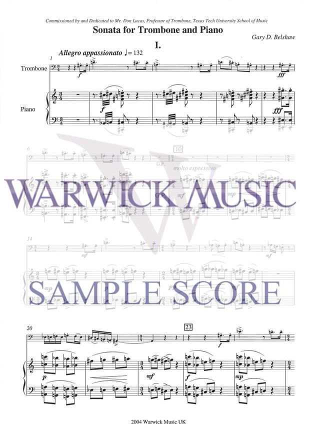 Gary Belshaw: Sonata - Tenor Trombone &amp; Piano