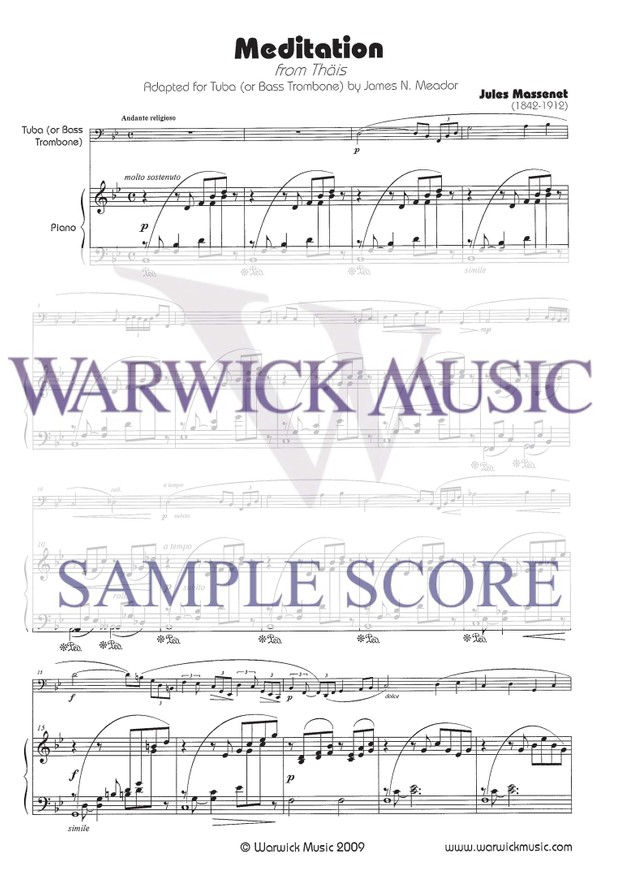 Jules Massenet arr. James Meador: Meditation - Tuba or Bass Trombone &amp; Piano