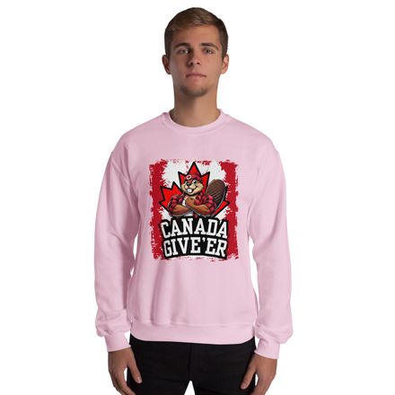 Unisex Crew Neck Sweatshirt: Canada Give&#x27;er (Beaver Character)