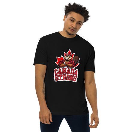 Men&#x27;s Premium Heavyweight Tee:  Canada Strong (Beaver Character B2)