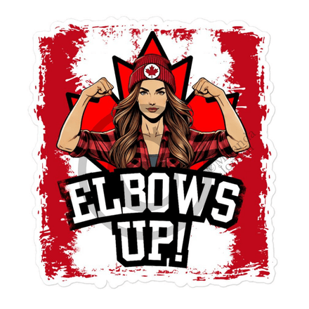 Kiss Cut Sticker - Elbows Up Canada (Female Character) 5.5&quot;