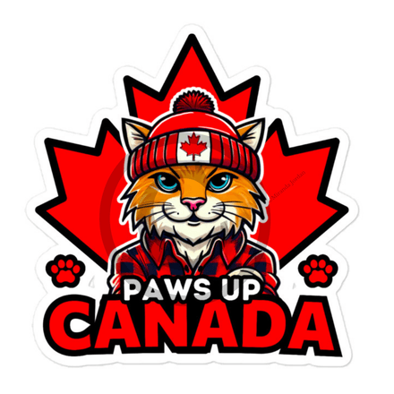 Kiss Cut Sticker - Paws Up Canada (Cat Character) 5.5&quot;