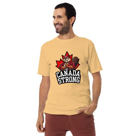 Men&#x27;s Premium Heavyweight Tee:  Canada Strong (Beaver Character B)