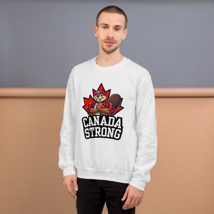 Unisex Crew Neck Sweatshirt: Canada Strong (Beaver Character B)