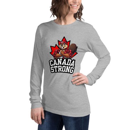 Unisex Long Sleeve Tee: Canada Strong (Beaver Character B)
