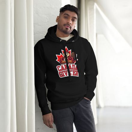 Unisex Premium Hoodie: Canada Give&#x27;er. (Beaver Character B2)