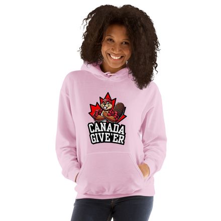 Unisex Heavy Blend Hoodie: Canada Give&#x27;er (Beaver Character B)