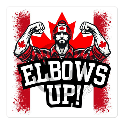 Kiss Cut Sticker - Elbows Up Canada (Male Character) 5.5&quot;