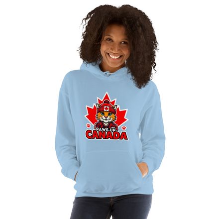 Unisex Heavy Blend Hoodie: Paws Up Canada (Cat Character Design B)
