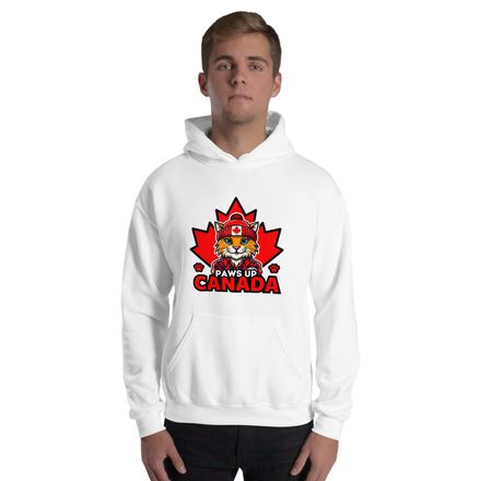 Unisex Heavy Blend Hoodie: Paws Up Canada (Cat Character)