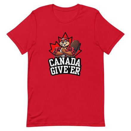 Unisex Staple T-Shirt: Canada Give&#x27;er (Beaver Character B)
