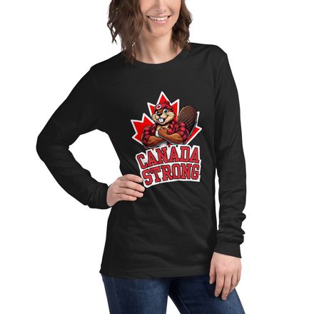 Unisex Long Sleeve Tee: Canada Strong (Beaver Character B2)
