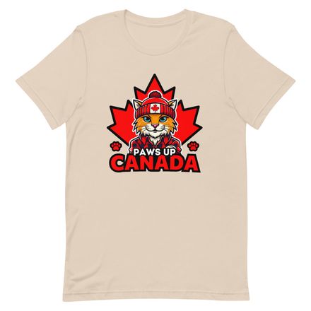 Unisex Staple T-Shirt: Paws Up Canada (Cat Character)