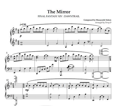 FFXIV - "The Mirror"for piano solo(Arr.by Terry:D) sheetmusic+midi