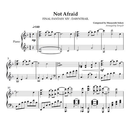 FFXIV - "Not Afraid"for piano solo (Arr.by Terry:D)sheetmusic+MIDI