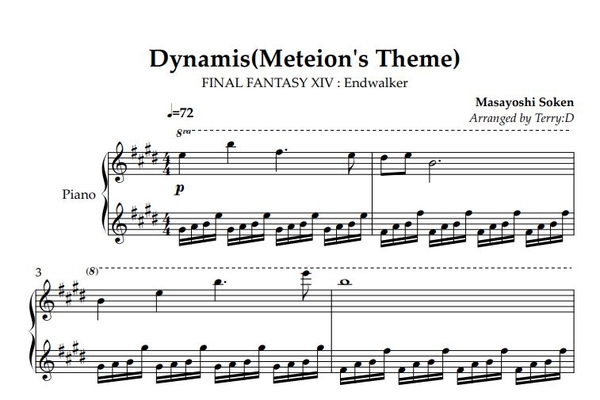Ffxiv Dynamis Meteion S Theme For Piano Solo Arr By Te