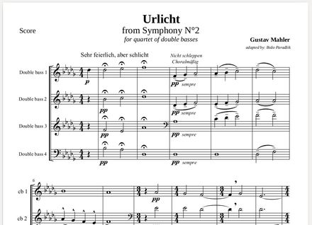 MAHLER  |  Urlicht / Primal Light  |  5 or 4 DOUBLE BASSES