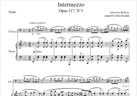 BRAHMS | Intermezzo E♭ major op. 117 No. 1 - DOUBLE BASS &amp; PIANO