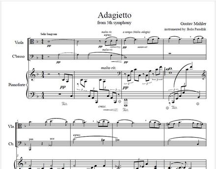MAHLER | Adagietto from 5th symphony VIOLA, BASS, PIANO (also cello, experimental)