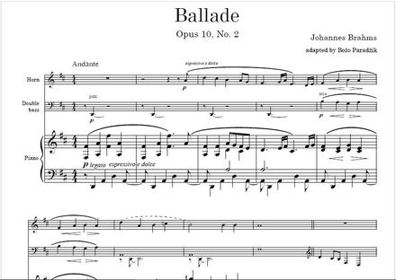 BRAHMS | Op. 10 No. 2, Ballad in D major | HORN, BASS &amp; PIANO