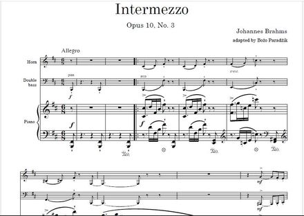 BRAHMS | Op. 10 No. 3, Intermezzo in B minor | HORN, BASS &amp; PIANO