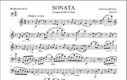 BRAHMS  |  Sonata F major op.99  |  BASS ONLY