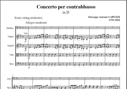 CAPUZZI | Double Bass Concerto in D major | STRING ORCHESTRA PARTS &amp; SCORE