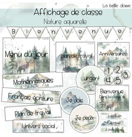 Affichage de classe nature aquarelle