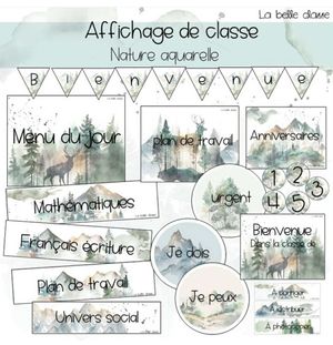 Affichage de classe nature aquarelle