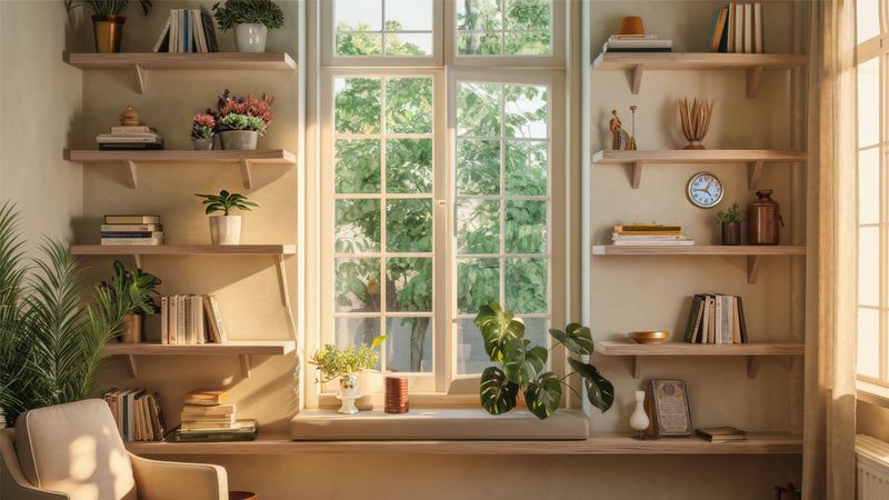 Zoom Background 101 cozy room with wooden shelves