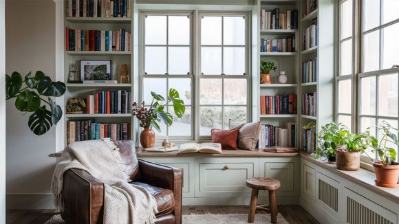 Zoom Background cozy and inviting reading nook beautifully 001
