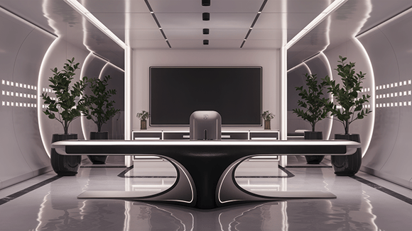 Modern futuristic office study room 001