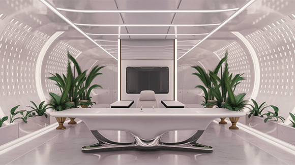 Modern futuristic office study room 002