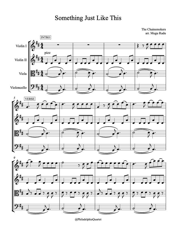 Something Just Like This by The Chainsmokers - String Quartet Sheet Music