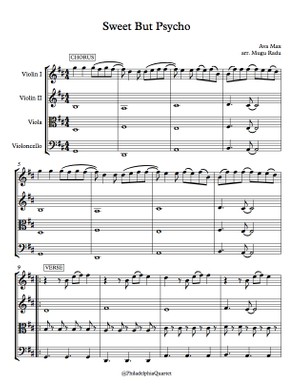 Sweet but Psycho by Ava Max - String Quartet Sheet Music