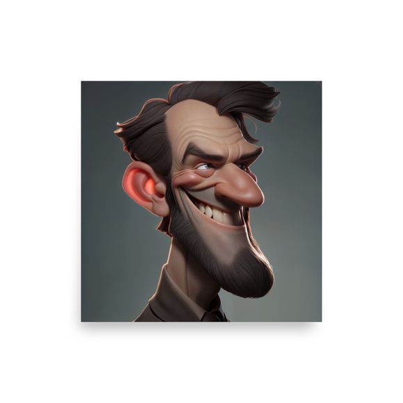 AI Masterpiece: Lincoln&#x27;s Grin - The Caricature of Honesty