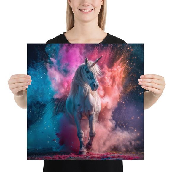 Unicorn: Smoky Neon Fantasy - Exclusive AI Art Print