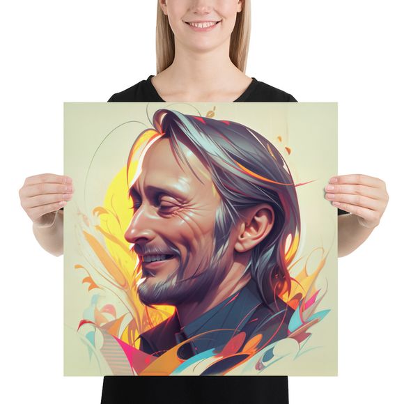 Mads Mikkelsen: Elegant Profile AI Portrait Print