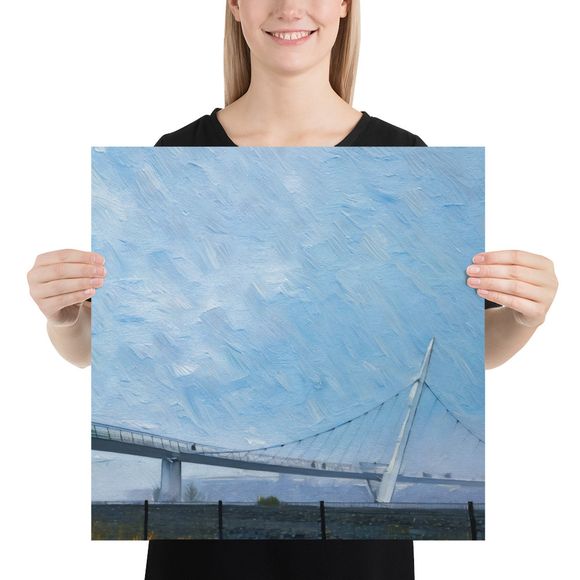 Azure Sweeps: The Peace Bridge Beneath Textured Skies