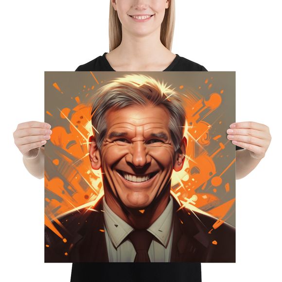 The Smoldering Smile: Harrison Ford Caricature Print